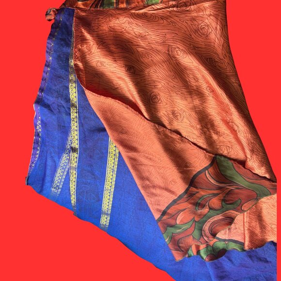 Two and Three-Layer Silk Sari Wrap Skirt | Multi-Style | Recycled Silk - Picture 11 of 11